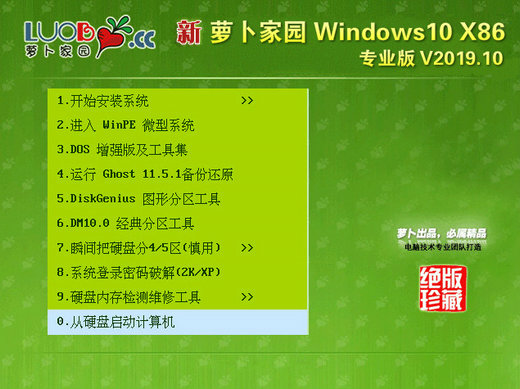 萝卜家园Windows10 x86优化专业版